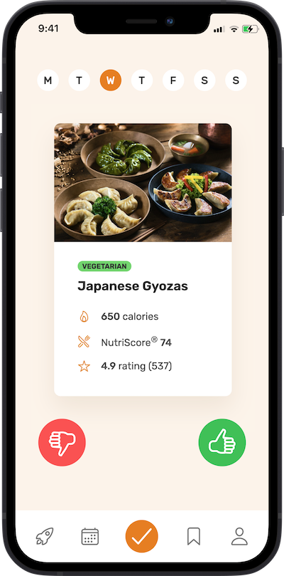 iPhone app meal confirm plan screen